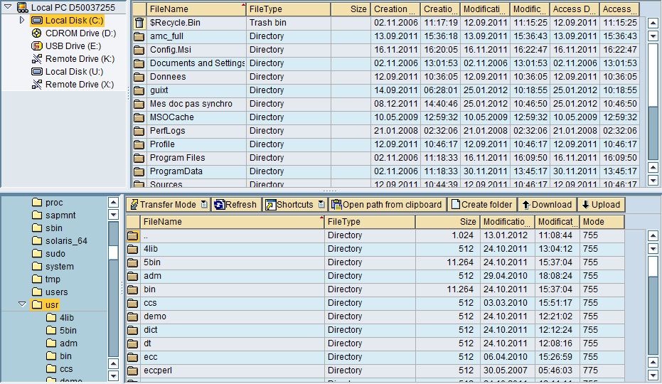 ZAL11 display local and server file explorer